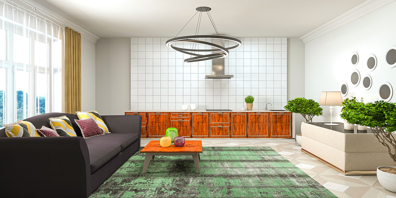 Modernes Wohnzimmer schwarzes Sofa