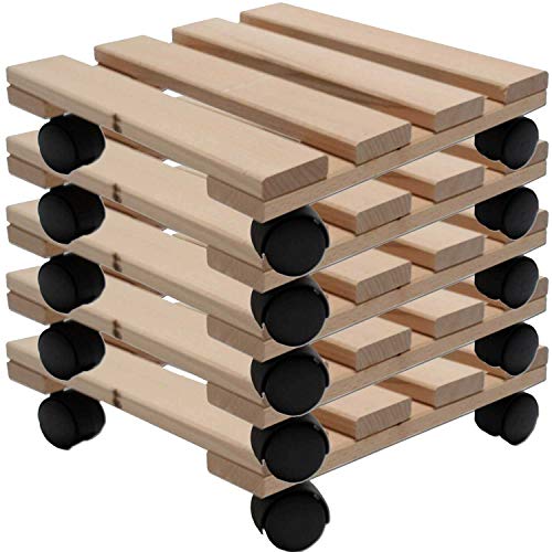 Pflanzenroller-Set aus Holz 30 x 30 cm belastbar mit 120 kg